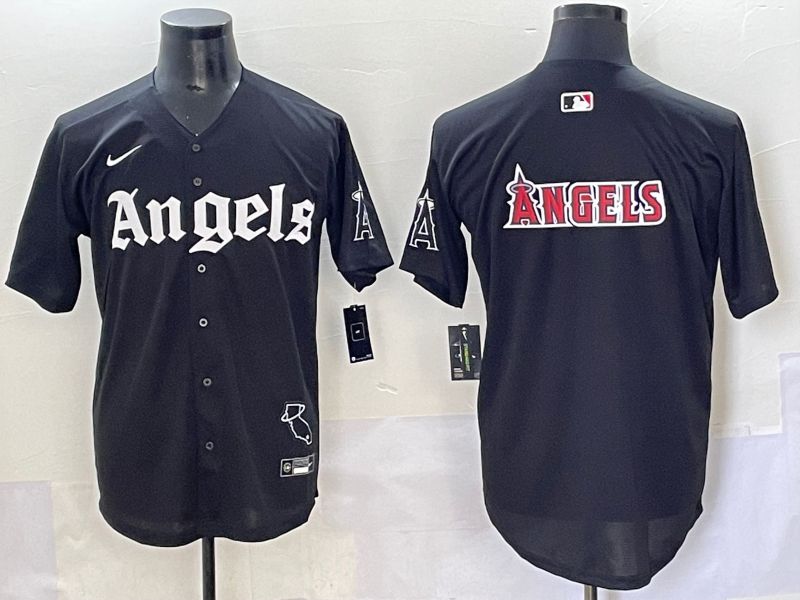 Men 2025 Los Angeles Angels Blank Black Five generations Joint Name Nike MLB Jersey style 9